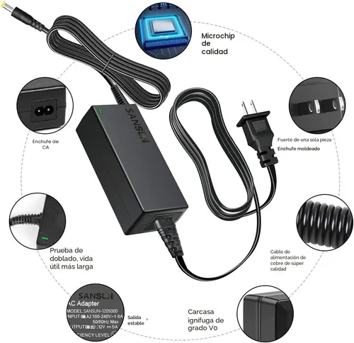 Miniatura 2 de Fuente de alimentación de 12 V 5 A, CA 120 V a CC 12 V convertidor de conector de 0.217 x 0.083 in, controlador LED de 12 voltios, adaptador