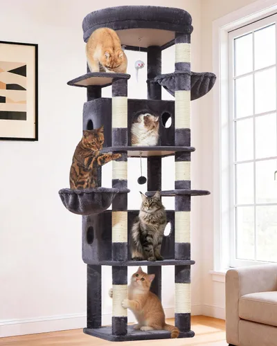 Miniatura 10 de Taoqimiao Árbol para gatos resistente, torre para gatos de 73 pulgadas para gatos de interior, más de 25 libras, árbol para gatos extragrande, 2