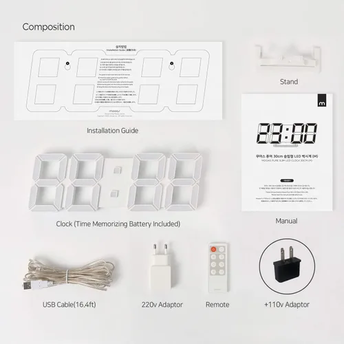 Miniatura 8 de mooas Reloj LED 3D Pure Slim M, reloj digital LED multifunción (calendario, alarma, temperatura)