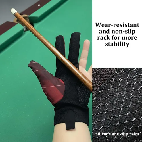Miniatura 4 de Guante de piscina para mano izquierda, guantes de billar para mano izquierda 3 dedos Red