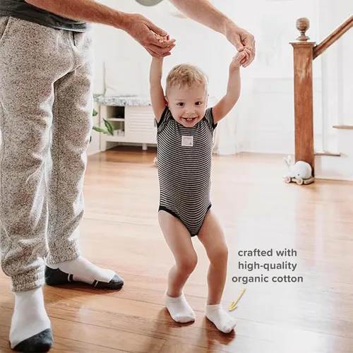 Miniatura 3 de Burt's Bees Baby Calcetines de tobillo para bebés niñas con agarres antideslizantes (paquete de 6)