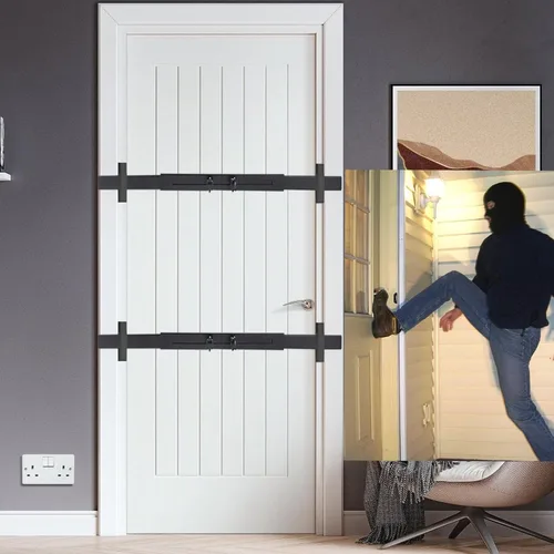 Miniatura 9 de Barra de seguridad para puerta (acero inoxidable, 2 juegos) para uso como barra de seguridad de puerta, cerradura de refuerzo de puerta, protege