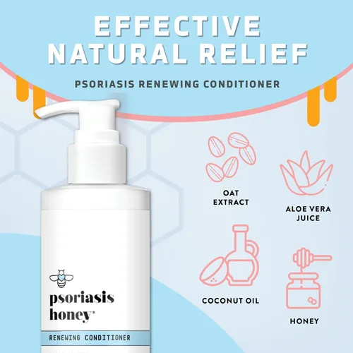 Miniatura 2 de PSORIASIS HONEY Acondicionador renovador - Tratamiento de cuero cabelludo seco - Crema de psoriasis para cabello seco - Aceite de coco hidratante