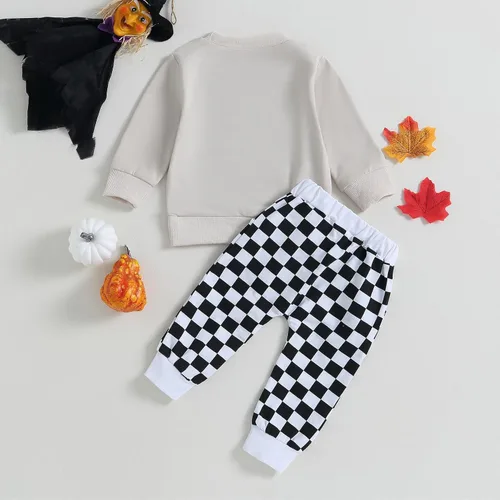 Miniatura 109 de Adobabirl Conjunto de sudadera y pantalones de Halloween para bebé, sudadera y pantalones con parche de calabaza para Halloween, otoño, ropa de bebé