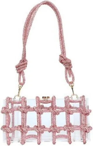 Bolso de acrílico transparente con diamantes de imitación, bolso de mano de noche brillante, bolso anudado adornado con cristal para cóctel, fiesta,