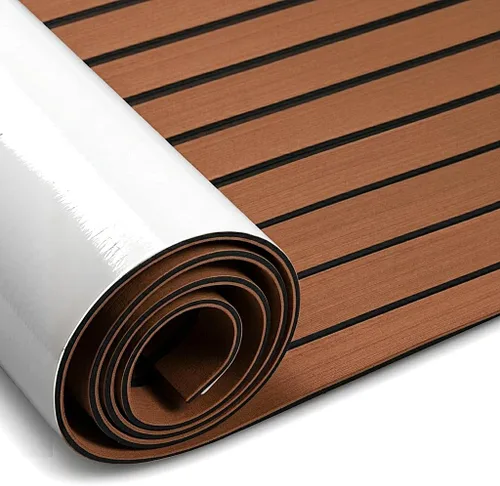 Fullfire EVA Foam Boat Flooring, Faux Teak Marine Boat Decking Sheet with Self-Adhesive Deck Carpet for Bass Boat Jon Boat Pontoon RV Kayak Floor