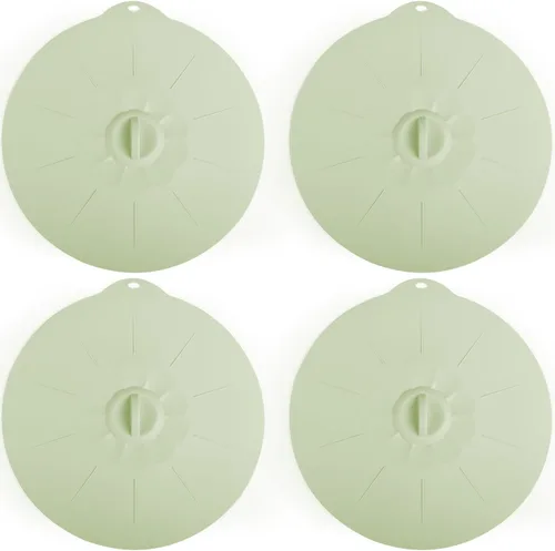 Miniatura 11 de Paquete de 4 tapas de silicona de 3.9 pulgadas para tazas, tazones, platos, sartenes, cubierta para salpicaduras de microondas, recipientes