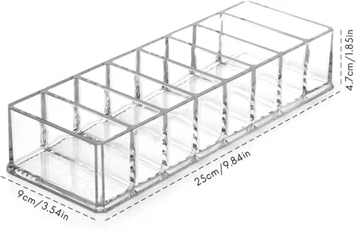 Miniatura 4 de Organizador compacto de acrílico transparente con 8 ranuras, soporte organizador de maquillaje para tocador, organizador de maquillaje desmontable