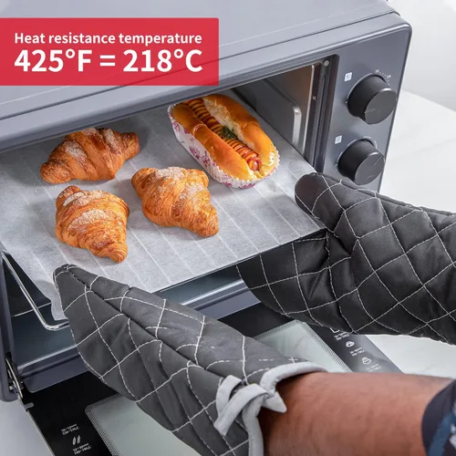 Miniatura 4 de Manoplas para horno ignífugas resistentes al calor hasta 425 °F 15 pulgadas, color negro, paquete de 2