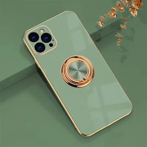 Miniatura 64 de Compatible con iPhone 11 Kickstand, anillo de rotación de 360 grados integrado con borde de oro rosa brillante que funciona con soporte magnético