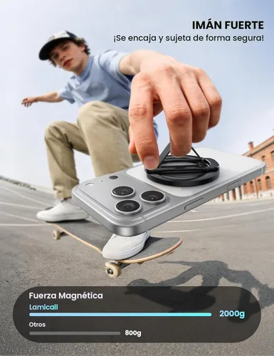 Miniatura 3 de Lamicall Soporte magnético para teléfono MagSafe - [Bucle de silicona suave] Soporte vertical de anillo de aleación de zinc para teléfono celular