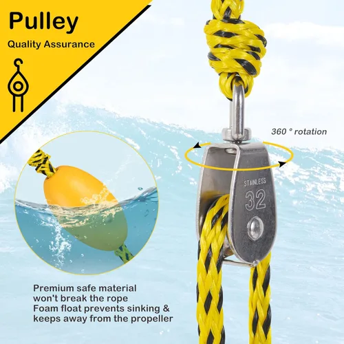 Miniatura 5 de Arnés de remolque resistente para deportes acuáticos con anillos en D, arnés de remolque de barco para tubo remolcable, esquí acuático, wakeboard