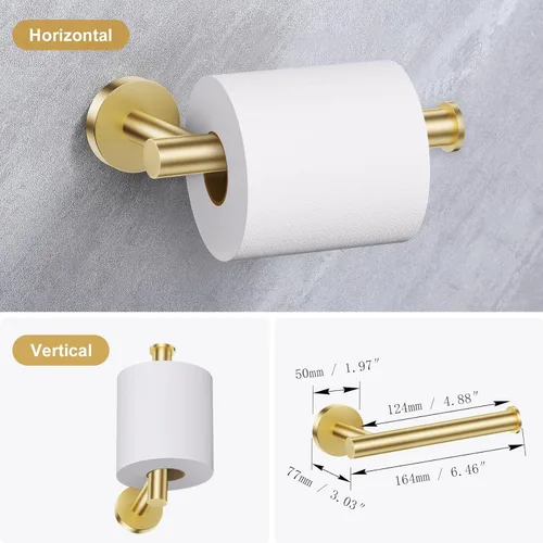 Miniatura 6 de Lairuier Juego de accesorios de baño, juego de 4 piezas para toallas que incluye soporte para papel higiénico, anillo para toallas y 2 ganchos