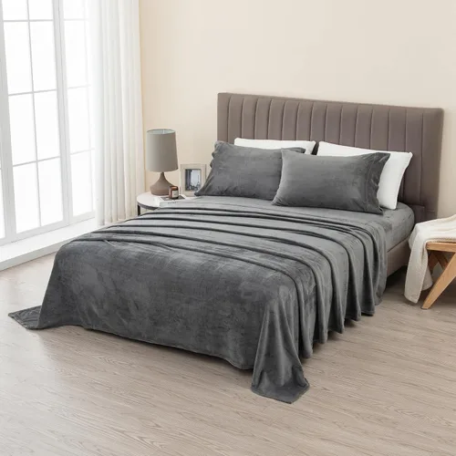 Miniatura 2 de Great Bay Home - Juego de sábanas lisas de microforro de vellón, felpa de terciopelo extra suave y acogedora. Sábanas para colchón grueso. Colección
