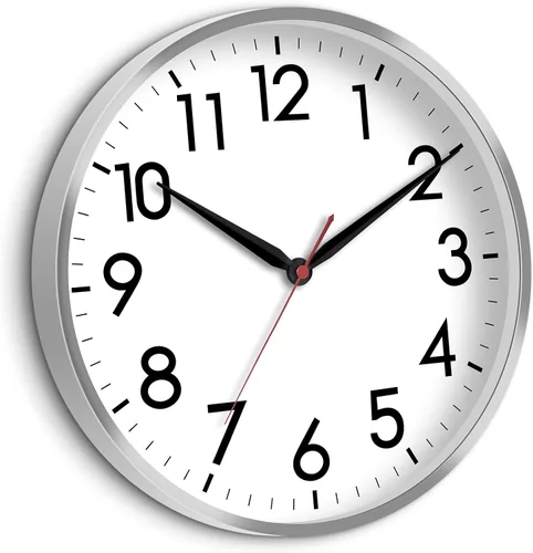 Miniatura 39 de AKCISOT Reloj de Pared Atómico de 10 Pulgadas Relojes Analógicos para Cocina Interior - Reloj Silencioso Operado con Batería para Dormitorio Oficina