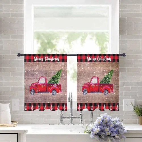 Paneles de cortinas traslúcidas de gasa de 45 pulgadas de largo, cortinas semitransparentes con bolsillo para barra de camión, cortinas