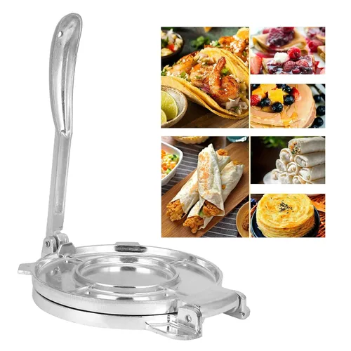 Miniatura 7 de Prensa de tortilla de hierro fundido de 8.7 pulgadas, prensa de masa de pastelería plegable, herramienta de cocina para hacer tacos, burritos, pan