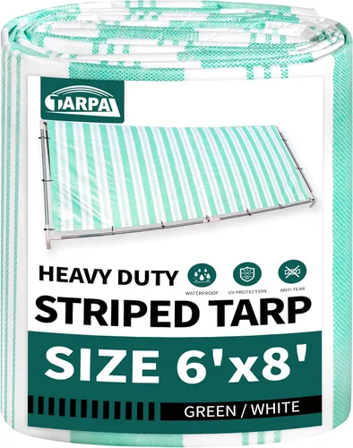 Miniatura 76 de TARPAL Lona azul de 4 x 12 pies, lonas de resistencia media de 8 mil impermeables, resistentes a desgarros con ojales de metal, adecuadas