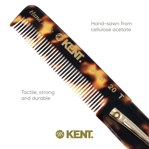 Miniatura 5 de Kent 20T TY - Peine de bolsillo plegable hecho a mano para hombres, peine alisador de pelo de dientes finos para el cuidado diario del cabello