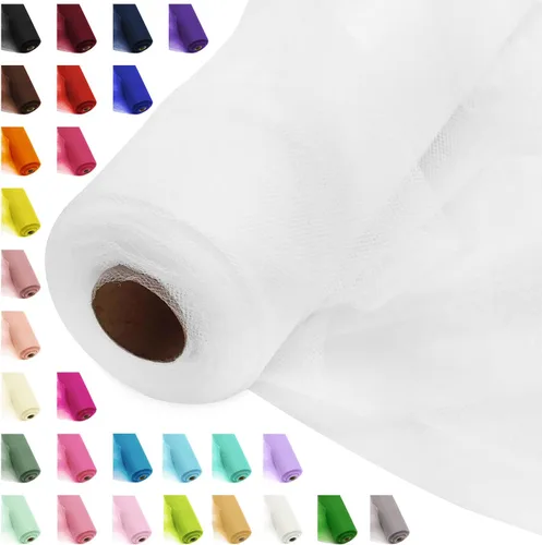 Miniatura 53 de Rollos de tela de tul, 54 pulgadas por 10 yardas (30 pies), cinta de tul para decoración de fiestas de boda, rollo de tela transparente en bobina