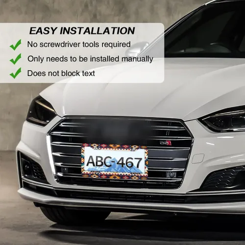 Miniatura 5 de Marcos para matrícula, cubierta de placa de automóvil azteca con tornillos, soporte universal de 4 agujeros, marco de placa de aluminio, accesorios