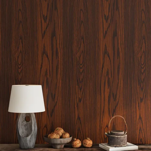 Miniatura 7 de VEELIKE Papel tapiz de madera marrón caoba, para despegar y pegar, papel de contacto de grano de madera, autoadhesivo, impermeable, extraíble, papel