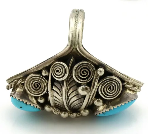 Miniatura 6 de Anillo Navajo de plata .925 Sleeping Beauty Turquoise firmado JM C.1980's, Plata de ley, turquesa