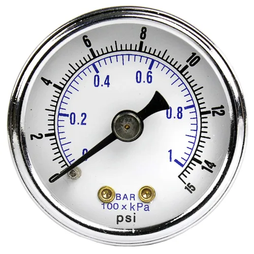 PIC Gauges 102D-158B-GL Medidor de presión en seco de montaje trasero central con caja de acero negro, internos de latón, bisel cromado, lente de