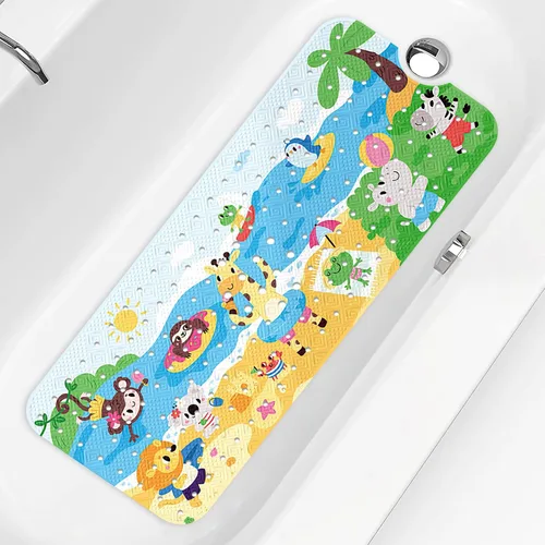 Miniatura 14 de PRATIQUE Alfombra de baño para niños antideslizante de 40 x 16 pulgadas, extra larga, tapete de baño para niños, tapete de seguridad antideslizante