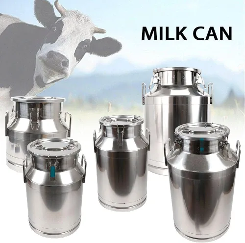 Miniatura 2 de Lata de leche de acero inoxidable de 20 L, cubo de leche para vino, cubo de vino, jarra de leche con tapa sellada resistente, con tapa sellada