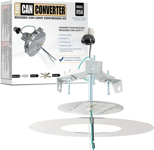 Miniatura 14 de The Can Converter R56 - Kit de conversión de luz empotrada para lata con medallón de techo plano de 7 pulgadas, mejoras para el hogar para latas