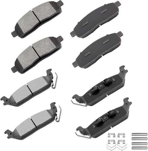 Miniatura 13 de cciyu Juego de pastillas de freno de cerámica delanteras y traseras D946 D683, 8 piezas para BMW 330Ci 2001-2005 para BMW 330i 2001-2005 para BMW