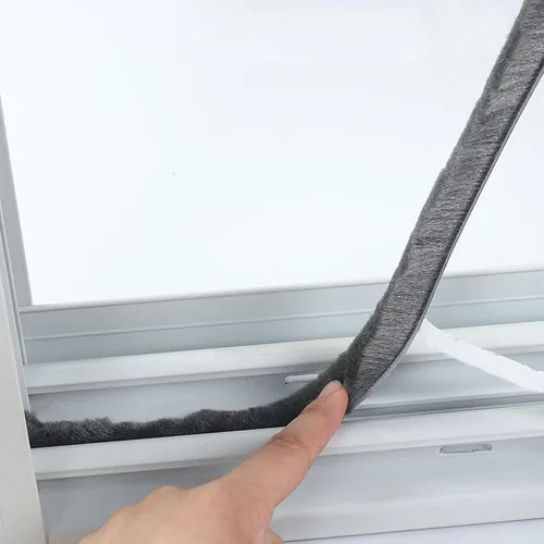 Miniatura 5 de Burlete de Cepillo de 33 Pies para Puerta y Ventana, Tira de Sellado Autoadhesiva, Burlete de Pelo Ordenado Contra Corrientes de Aire, Gris