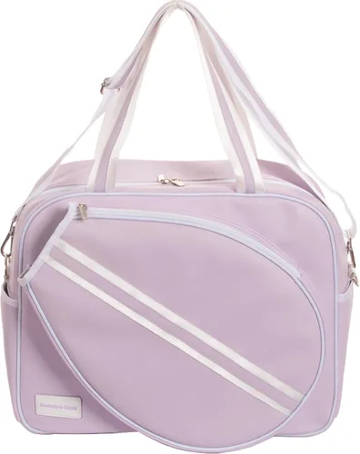 Miniatura 4 de Remobia Hicol Bolso deportivo grande de piel sintética púrpura para mujer, bolsa de hombro para raqueta de tenis, bolsa de mano de tenis para 2