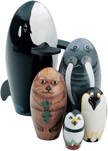 Miniatura 6 de Bits and Pieces - "Hazel & Friends Nesting Chickens - Muñecas anidables de madera pintadas a mano - Matryoshka - Juego de 5 muñecas de 5-1/2" de alto