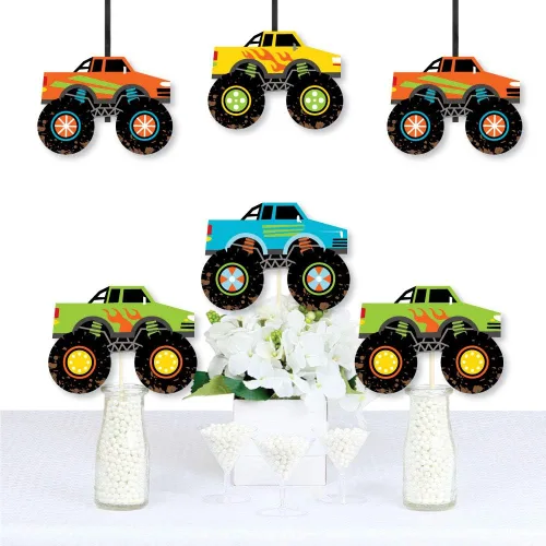 Miniatura 3 de Big Dot of Happiness Smash and Crash - Monster Truck - Decoraciones para fiestas de cumpleaños de niños, juego de 20