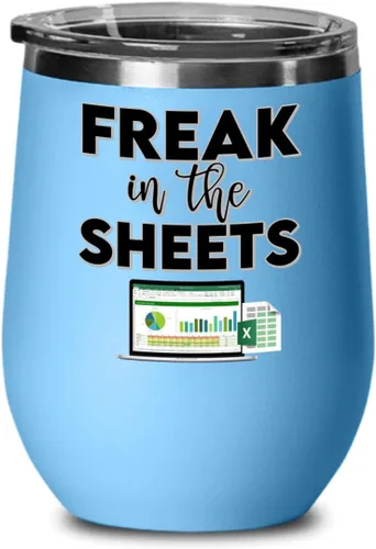 Miniatura 2 de Freak In The Sheets Excel Wine Tumbler for Accountant CPA Accounting Thank You Appreciation Ideas for Boss Coworker Office Humor 12 oz Powder Coated