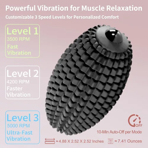 Miniatura 2 de Bola de masaje vibratoria para relajación de cuerpo completo, bola masajeadora de punto de gatillo de silicona para espalda, cuello, pies, Negro