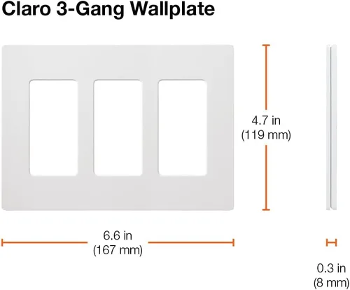 Miniatura 2 de Lutron Claro CW-3-SS - Placa de pared para interruptor de luz de acero inoxidable, 3 segmentos, sin tornillos, para interruptores de luz
