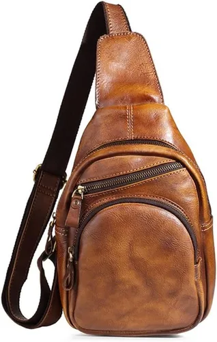 Ztimi Bolso de hombro para hombre, bolso de mensajero, bolso de pecho para hombre, bolso cruzado casual, bolso retro pintado a mano (color B, tamaño