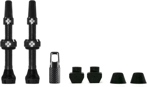 Muc-Off Válvulas sin cámara V2, color negro, 1.732 pulgadas, vástagos de válvula sin cámara con herramienta de extracción de núcleo de válvula para