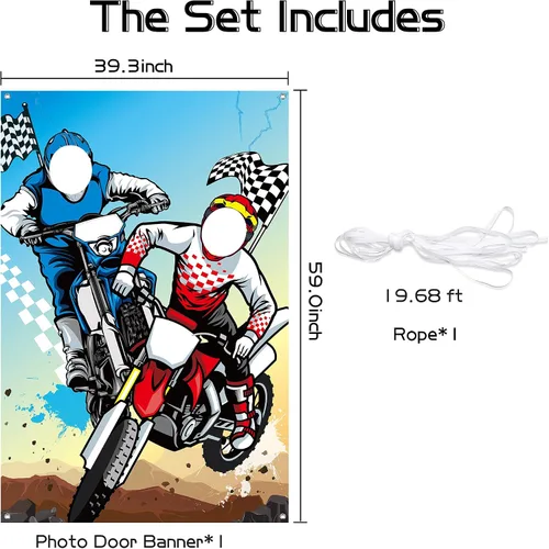 Miniatura 2 de PANTIDE Cartel de fondo para puerta de fotos de motocross, fondo grande de satén para fotografía de cara, decoración de motocross, decoración