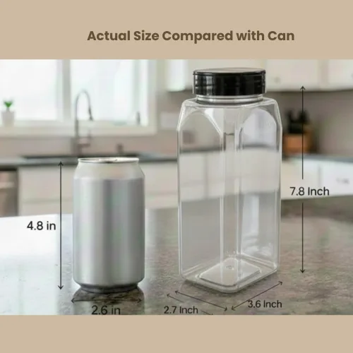 Miniatura 3 de Pride Of India Tarros grandes de plástico transparente para especias con tapa de tamiz doble, sin BPA de grado alimenticio, fabricados en Estados