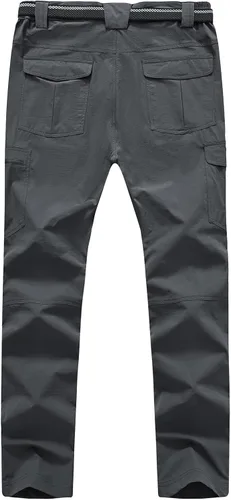 Miniatura 2 de TBMPOY Pantalones de senderismo y montaña, ligeros, impermeables, con cinturón, secado rápido, para hombres