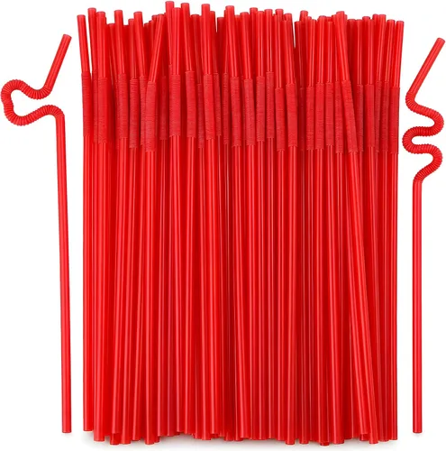 Miniatura 10 de ALINK 200 popotes de plástico flexibles negros, de 10.23 pulgadas de largo que se estiran a 13 pulgadas, popotes flexibles desechables de 0.24