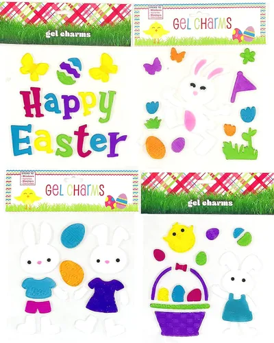 Pegatinas de gel de Pascua para ventana, decoración de cristal de primavera, calcomanías de gel para niños, incluye conejos, pollitos, huevos,