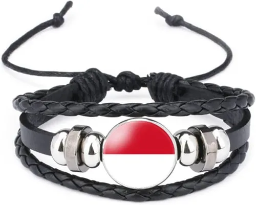 Miniatura 135 de vmcoatdu Mundial Muchas Banderas Nacionales Brazalete Retro de Aleación de Cuero para Pulsera de Cuerda Trenzada de Bandera Nacional