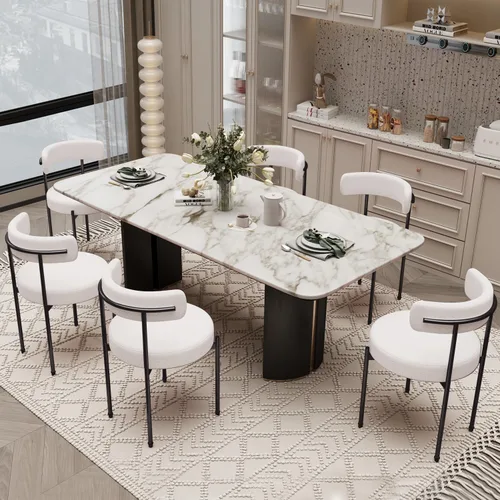 Miniatura 10 de Silla de escritorio sin ruedas, silla decorativa cómoda para sala de estar, comedor, dormitorio, oficina en casa, moderna de mediados de siglo