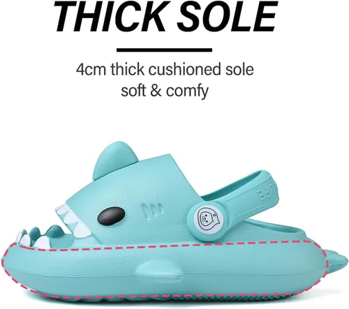 Miniatura 4 de Sandalias de tiburón para niños, pantuflas de tiburón para niños y niñas, sandalias de almohada con suela gruesa, suaves y antideslizantes