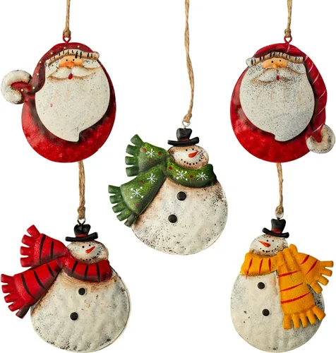 Miniatura 3 de Crafjie Adornos de árbol de Navidad de ángel pintado en metal, doble cara, juego de 4 para decoración de árbol de Navidad, adornos colgantes